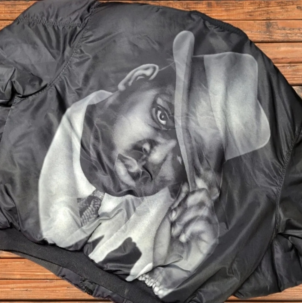 Notorious B.I.G Puffer Jacket Portrait Back Size 4XL Coat Biggie Smalls Hip Hop